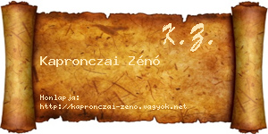 Kapronczai Zénó névjegykártya
